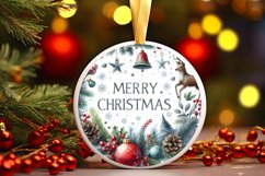 Merry Christmas Round Ornament Sublimation PNG Product Image 1