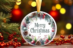 Merry Christmas Round Ornament Sublimation PNG Product Image 3