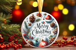 Merry Christmas Round Ornament Sublimation PNG Product Image 3