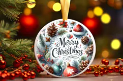 Round Christmass Ornament Sublimation|Clipart Product Image 1