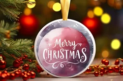 Merry Christmas Round Ornament Sublimation PNG Product Image 3