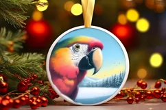 Smiling Parrot Snow Wall Round Ornament PNG Product Image 2