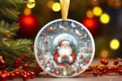 Santa Christmas Round Ornament PNG Product Image 3