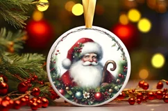 Santa Christmas Round Ornament PNG Product Image 3