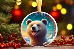 Bear in Snow Scene Sublimation Clipart PNG Product Image 1