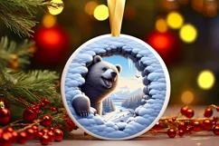 Bear in Snow Scene Sublimation Clipart PNG Product Image 1