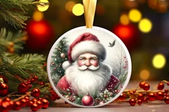 Santa Christmas Round Ornament PNG Product Image 1