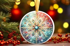 Christmas Snowflake Round Painting PNG Product Image 3