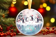 Penguins Winter Scene Ornament Sublimation PNG Product Image 3