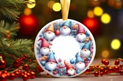 Winter Scene with Winter Gnomes Round Sticker Ornament Product Image 3