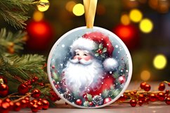 Colorful Santa Round Ornament Sublimation PNG Product Image 2