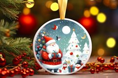 Colorful Santa Round Ornament Sublimation PNG Product Image 1