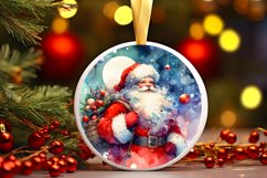 Winter Santa Round Ornament Sublimation PNG Product Image 3