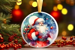 Winter Santa Round Ornament Sublimation PNG Product Image 3