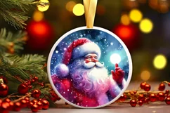 Christmas Santa Round Ornament PNG Product Image 3