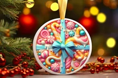 Christmas Present Round Ornament Sublimation PNG Product Image 3