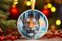 Tiger in Winter Woodland Scene Sublimation Clipart PNG Product Image 2