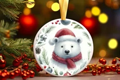 Polar Bear Round Ornament Sublimation PNG Product Image 2