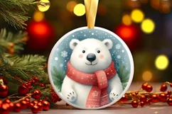 Polar Bear Round Ornament Sublimation PNG Product Image 1