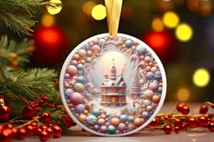 Round Pastell Christmas Molten Candy Scene PNG Product Image 1