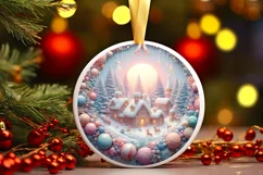 Round Christmas Ornament with Pastel Molten Candy Winter Product Image 2