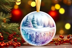 3D Forest Winter Scene Round Ornament Sublimation PNG Product Image 3