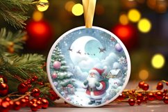 Santa Centered Winter Round Ornament Sublimation PNG Product Image 2