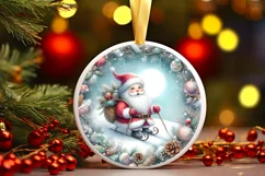 Santa Centered Winter Round Ornament Sublimation PNG Product Image 3