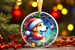 Christmas Dog Round Ornament PNG Product Image 3