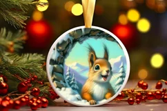 Smiling Squirrel Snow Wall Round Ornament PNG Product Image 1