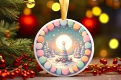 Round Pastell Christmas Molten Candy Scene PNG Product Image 3