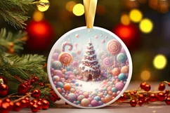Round Pastell Christmas Molten Candy Scene PNG Product Image 3