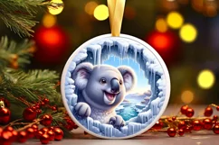 Smiling Koala Icy Wall Round Ornament PNG Product Image 1