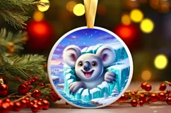 Smiling Koala Icy Wall Round Ornament PNG Product Image 1