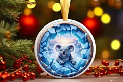 Smiling Koala Icy Wall Round Ornament PNG Product Image 3