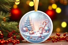 Winter Scene with Candies Round Sticker Ornament Sublimation Product Image 3