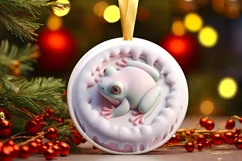 Colorfull Winter Frog Round Ornament Sublimation PNG Product Image 1