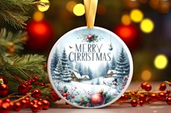 Winter Santa Round Ornament Sublimation PNG Product Image 3