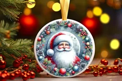 Colorful Santa Round Ornament Sublimation PNG Product Image 3