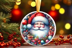 Colorful Santa Round Ornament Sublimation PNG Product Image 3