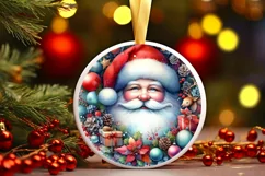 Colorful Santa Round Ornament Sublimation PNG Product Image 2