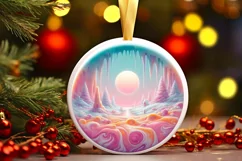 Round Winter Scene Ornament Sublimation PNG Product Image 3