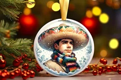 Mexican Winter Scene Round Ornament Sublimation PNG Product Image 3