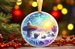 Mexican Winter Scene Round Ornament Sublimation PNG Product Image 1