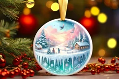 Mexican Winter Scene Round Ornament Sublimation PNG Product Image 3