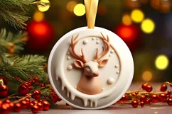 Marzipan Christmas Deer Round Ornament Sublimation PNG Product Image 2