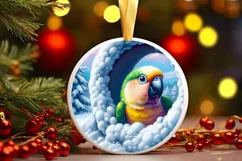 Snow Wall Parrot Round Ornament Sublimation PNG Product Image 1