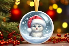 3D Winter Kitten Portrait with Santa Hat PNG Product Image 2