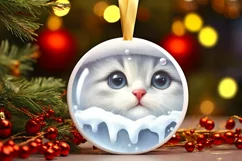 3D Winter Kitten Portrait with Santa Hat PNG Product Image 2