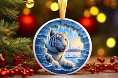 Round Icy Wall Tiger Sublimation PNG Product Image 2